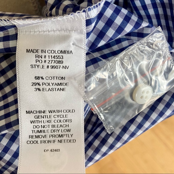 ICO Long Sleeve Blue/White Gingham Button Up Top Shirt - Picture 6 of 10